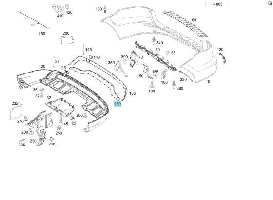Mercedes-Benz  A1668857622 Дефектна хром накладка заднього бампера нижня є тріщини ML/GLE W166 GL/GLS X166 Одеса