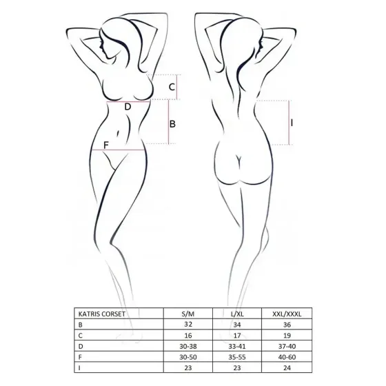 Корсет з пажами Passion KATRISS CORSET S/M, black, трусики, шнурівка Львів