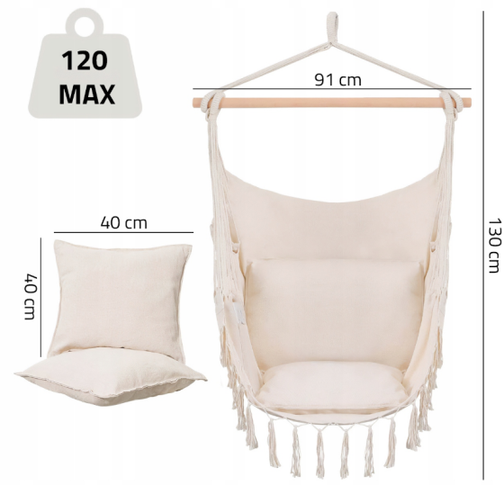 Кресло гамак Бразильское MalTec бежевый 100см 120кг (Польша) Киев