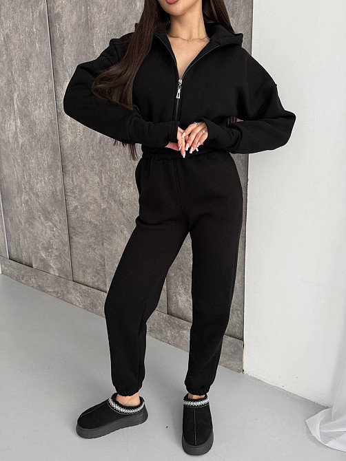 Женский теплый повседневный комбинезон с капюшоном трехнить на флисе Одесса - изображение 4