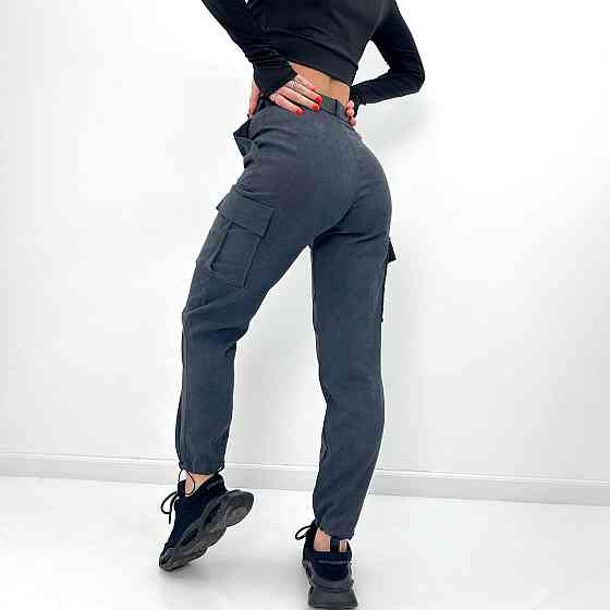 Жіночі вельветові брюки карго "Urban" оптом | Батал Графіт, 52 Київ