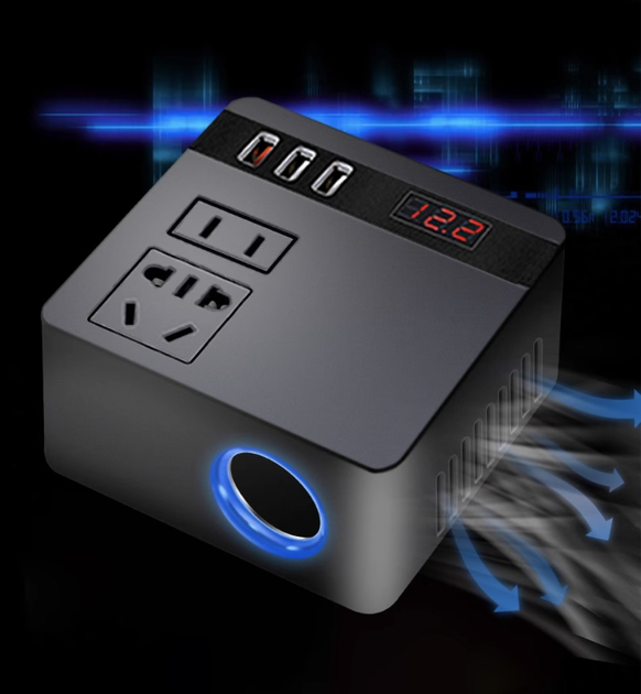 Автомобільний інвертор-перетворювач AC/DC з 12В/24В на 220В/120W + LCD (екран) 3хUSB Вінниця - фото 9