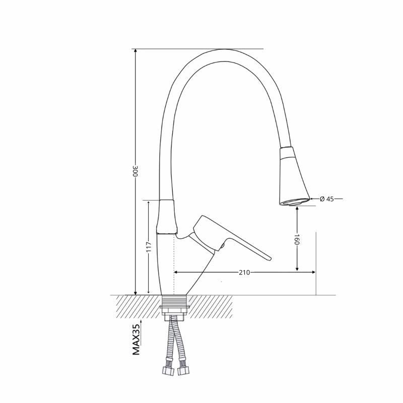 Смеситель для кухни Lidz Tani 008F3 с гибким изливом (k40) LDTAN008F3GCR39507 серый / хром Киев - изображение 5