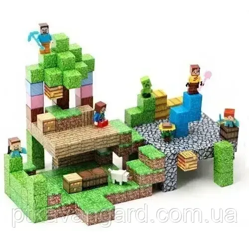 Магнітний конструктор Minecraft база 216 магнітних блоків + 8 фігурок Dream World LZCK 029 Хмельницький - фото 1