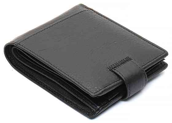Чорне чоловіче портмоне з натуральної шкіри з фіксацією ST Leather ST103 Київ