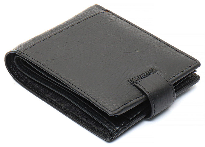 Чорне чоловіче портмоне з натуральної шкіри з фіксацією ST Leather ST103 Київ - фото 4