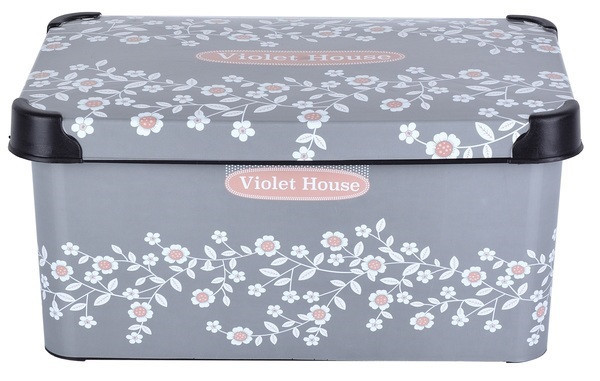 Контейнер Violet House 0647 Decor Antrasit Flower з/кр. 10 л (6832638) Киев - изображение 1