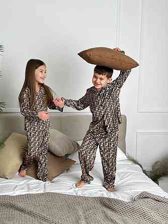 Дитяча піжамка із сатину Фенді Коричневий 146-152 Харків