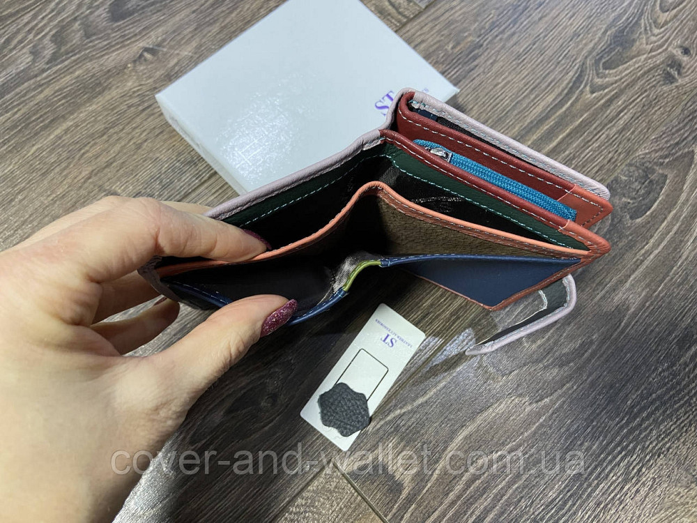 Маленький жіночий шкіряний гаманець світло-рожевого кольору на магнітній фіксації ST 259 Київ - фото 6