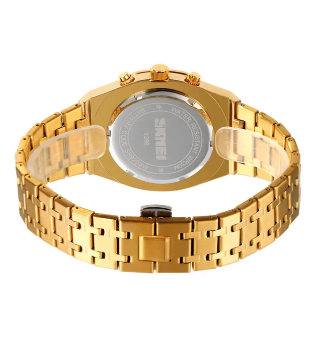 Чоловічий наручний класичний годинник Skmei 9296 (Золотий) Київ - фото 6