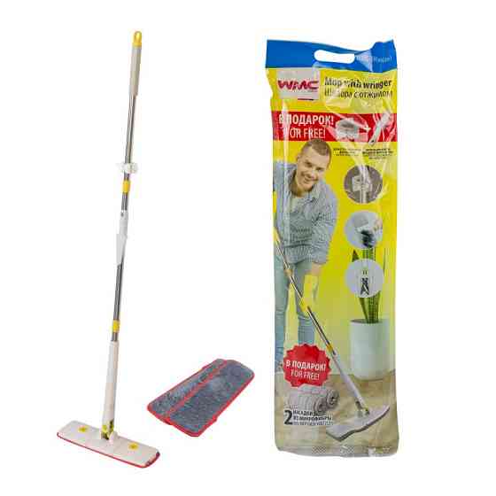 Швабра з відтискним механізмом "метелик" + 2 насадки з мікрофібри WT-XH(white) Одеса