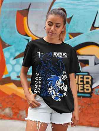 Футболка для хлопчика з аніме принтом Схадов Хедгехог Хероес Сонік оверсайз (зріст від 165 до 180) Чорний AnimeJ0816m Дніпро