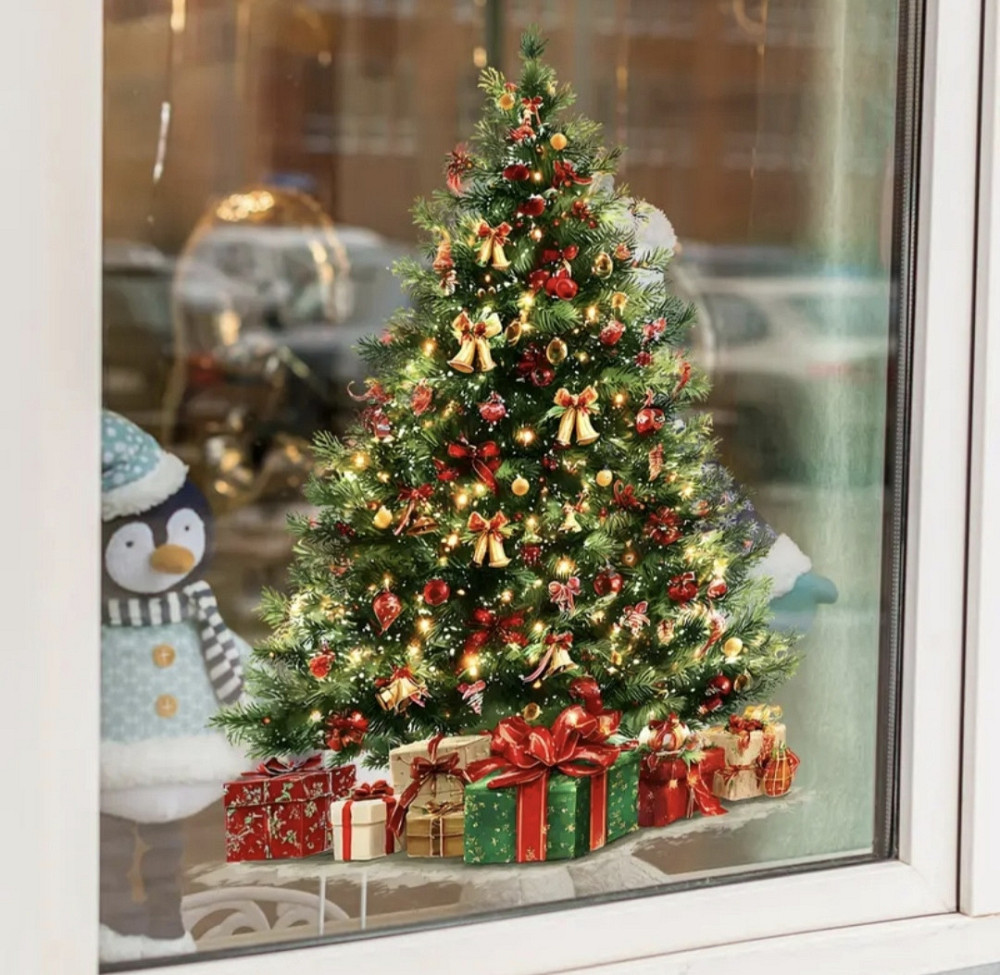 Новорічна наліпка на скло двостороння 