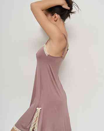 Женская вискозная сорочка - с кружевом Светло-коричневый Nicoletta 81414 S Киев