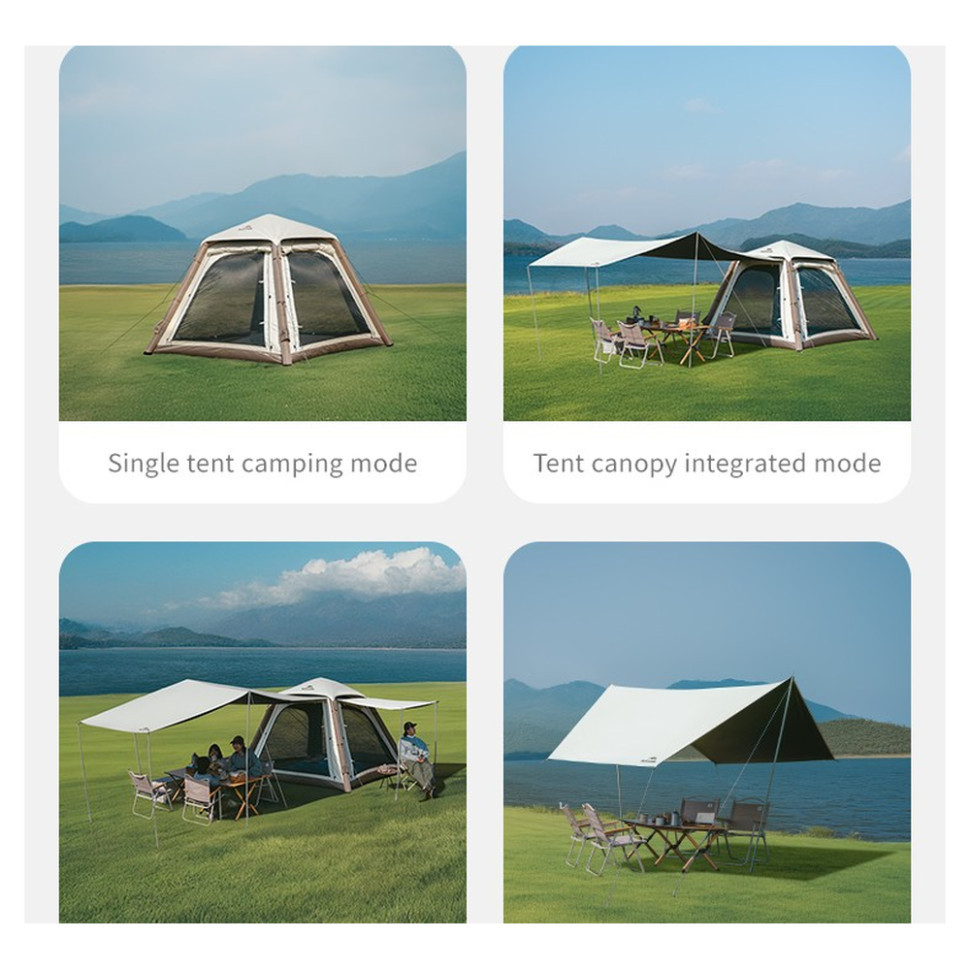 Намет чотиримісний автоматичний надувний із тентом Naturehike Ango CNK2550WS017, коричневий Київ - фото 11