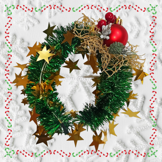 Новогодний обруч для волос с мишуры с игрушкой one size разноцветный ручная работа красный Киев