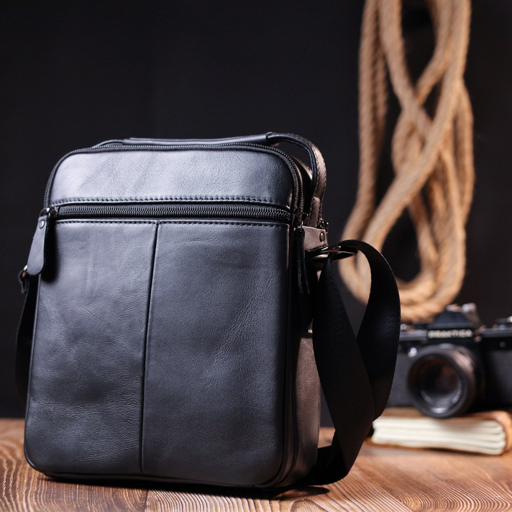 Сумка мужская Vintage 20826 кожаная Черный Киев - изображение 10