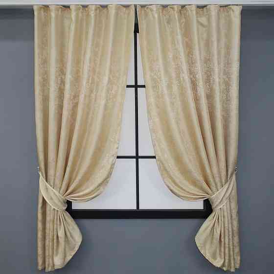 Комплект штор VR-Textil Жакард Мрамор Al1 № 438ш 130х170 см 2 шт Темно-бежевий (35-0103) Київ