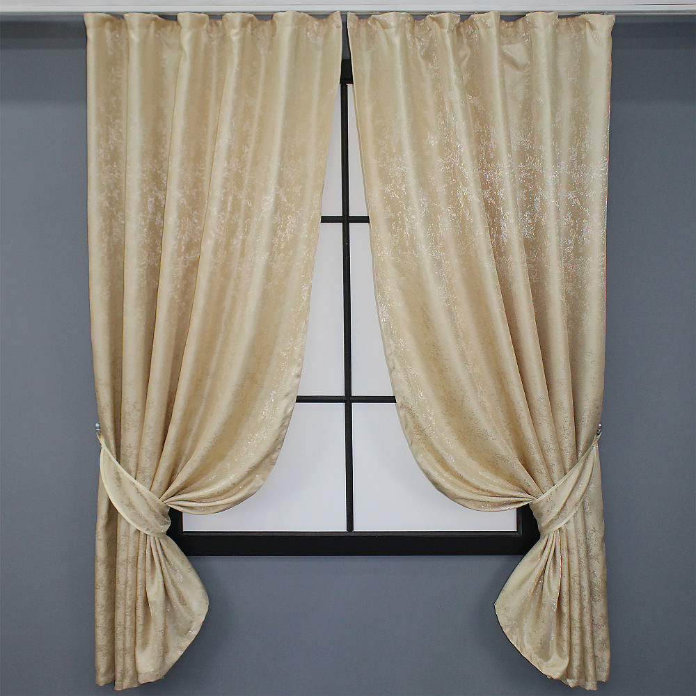 Комплект штор VR-Textil Жакард Мрамор Al1 № 438ш 130х170 см 2 шт Темно-бежевий (35-0103) Київ - фото 1