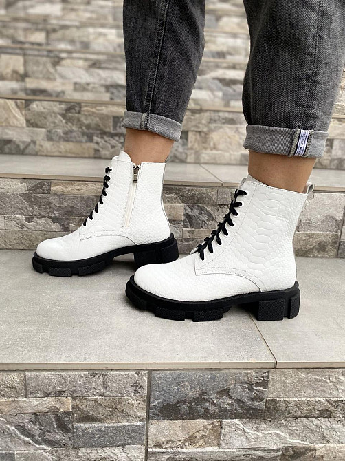 Черевики жіночі GREMMY білий дракон натуральна шкіра висота 13 см розмір 38 (4176) Коломия - фото 1