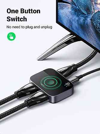 Перемикач HDMI на 2 входи сплітер Ugreen, 8K, 4K, 2,1 Гц CM561 90385 (Сірий) Николаев
