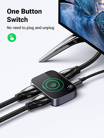 Перемикач HDMI на 2 входи сплітер Ugreen, 8K, 4K, 2,1 Гц CM561 90385 (Сірий) Николаев - изображение 5