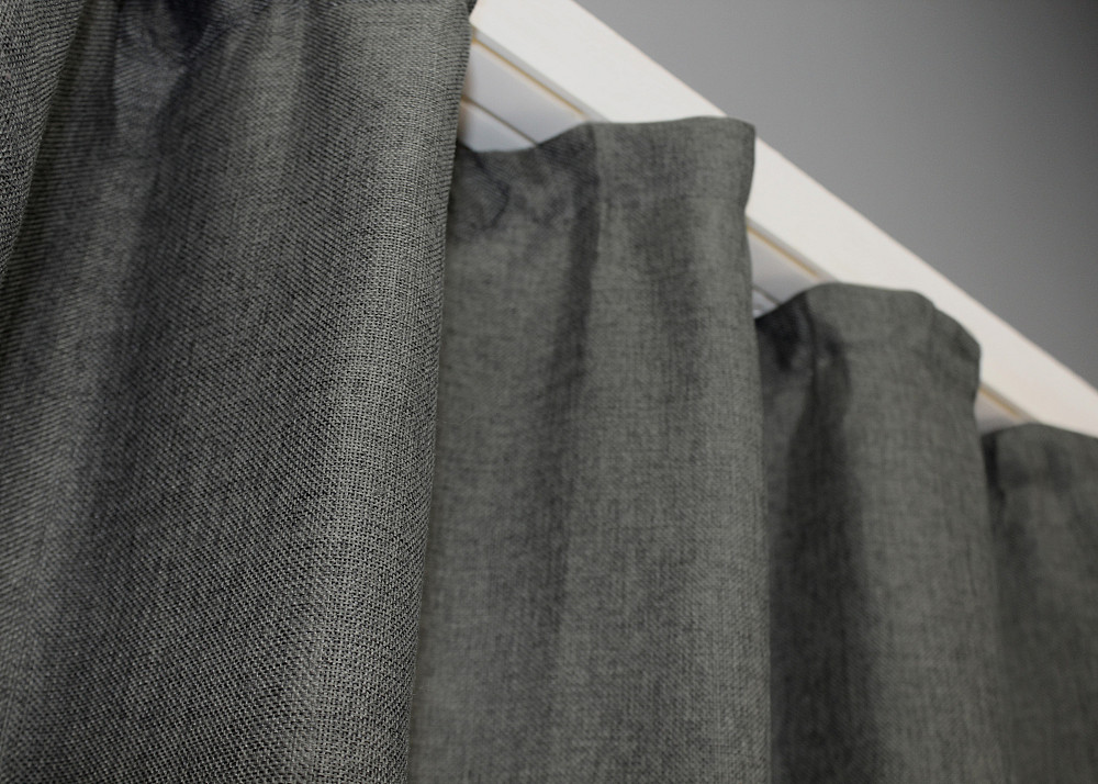 Комплект коротких штор VR-Textil Лен Мешковина № 1473ш Темно-серый 130х170 см 2 шт (35-0225) Киев - изображение 7