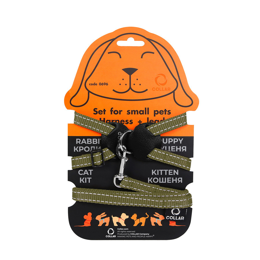 Шлея Dog Extreme из нейлона на планшете для кроликов (ширина 14мм, В:30-45см) хаки Киев - изображение 2