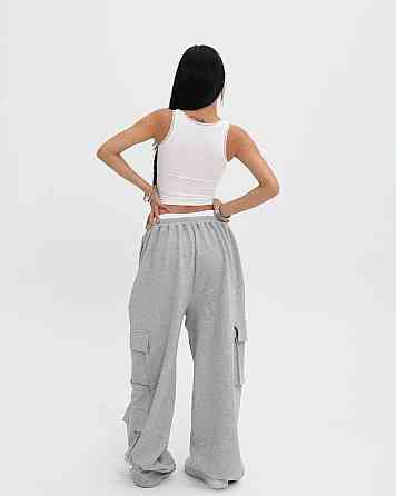 Женские широкие оверсайз брюки с накладными карманами двунитка Одесса