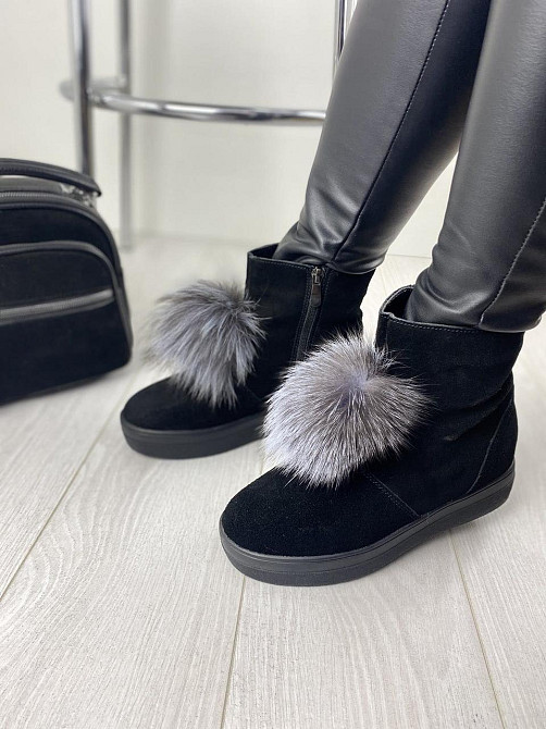 ITTS Угги жіночі ITTS чорні натуральна замша зима висота 13,5 см ( ) Коломия - фото 5