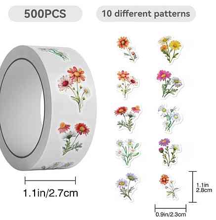 Набор наклеек цветы 500 шт декоративные стикеры для телефона ноутбука скрапбукинга Киев