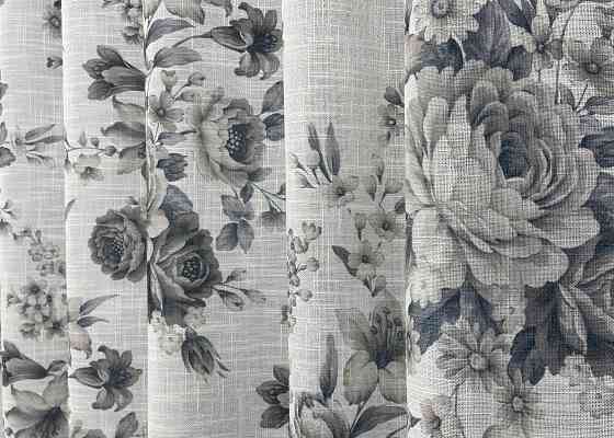 Тюль-штора VR-Textil 1864т Льон Білий з сіро-синім 300х270 см (42-0831) Київ