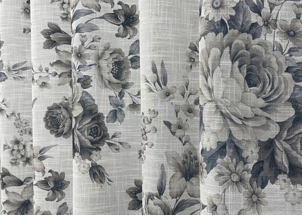 Тюль-штора VR-Textil 1864т Лен Белый с серо-синим 300х270 см (42-0831) Киев - изображение 5