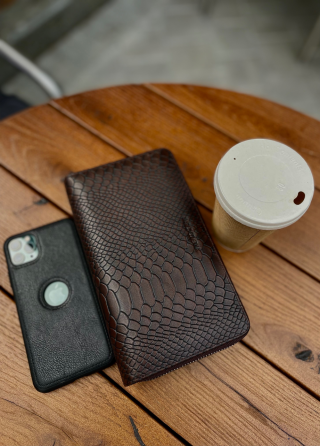 Коричневий гаманець-клатч на дві блискавки з блоком під картки із натуральної шкіри Marco Coverna MC086-5901С Київ