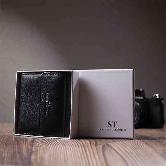 Жіночий гаманець середнього розміру із монетницею зовні із натуральної шкіри ST Leather 22719 Чорний Київ