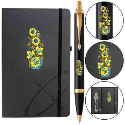 Ручка кулькова Parker IM 17 UKRAINE Black GT BP Квіти + блокнот Parker + подар.упак. GIFT24 (22032b24_T1050u) Вінниця