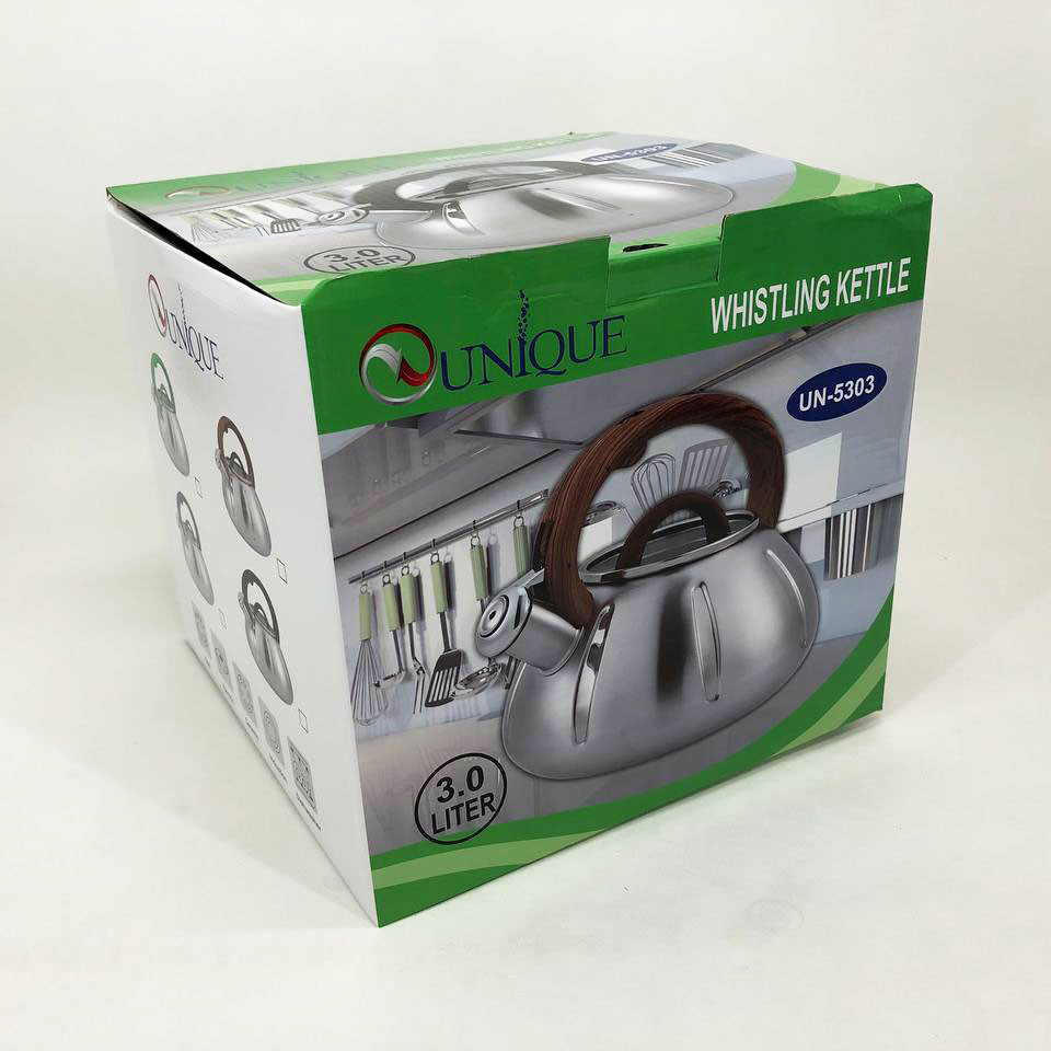 Чайник газовый 3 литра Unique, Чайник со свистком для электрической плиты с эргономичной ручкой GQ-35 Львов - изображение 4