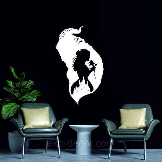 Декоративное настенное Панно «Красавица и чудовище», Декор на стену 90*54 см, Белый Киев