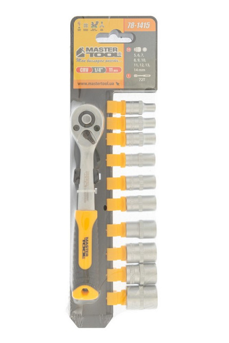 MASTERTOOL Набір головок торцевих 6-гранних MASTERTOOL ¼" 5-14 мм з тріскачкою 72 зубці CrV 11 Коломыя - изображение 9