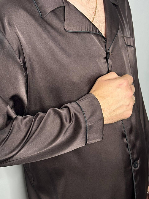 Мужская пижама шелк Шоколадный M Харьков - изображение 5