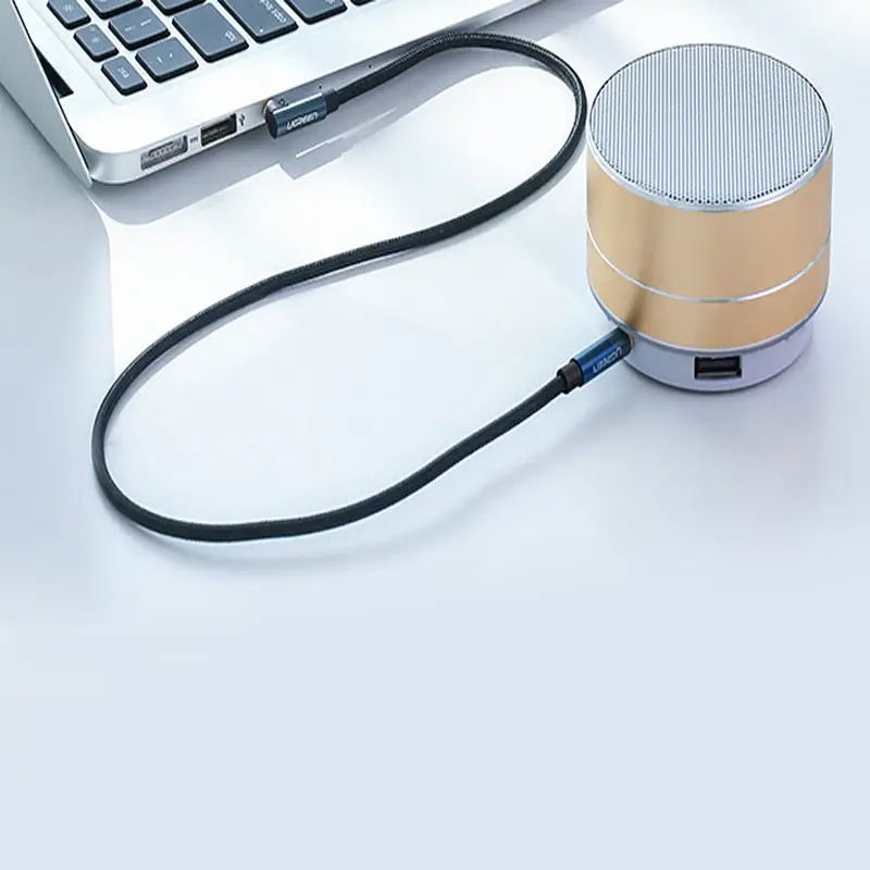 Аудіокабель UGREEN 1м 3.5mm, металевий, плетений, синій/чорний Київ - фото 1