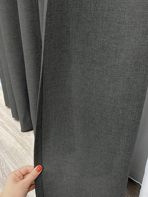Комплект готових штор VR-Textil Льон Льон Мішковина № 1282ш Сірий 100х270 см 2 шт (31-0132) Київ - фото 7