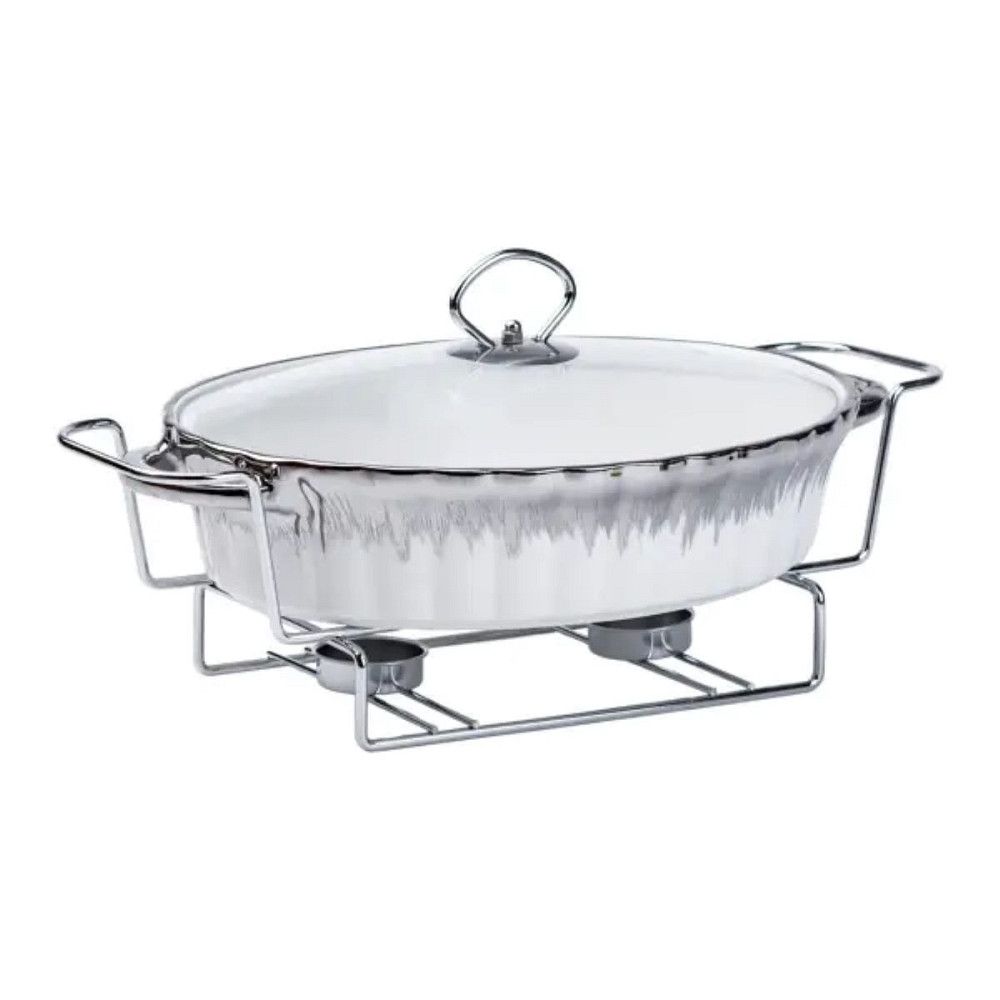 Yiwu Марміт овальний порцелянаовий 1,5 літра на металевій підставці з підігрівом Коломыя - изображение 5