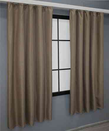 Комплект коротких штор VR-Textil Лен-блэкаут Лен Мешковина № 825ш Темный беж 130х170см 2 шт (35-0099) Киев