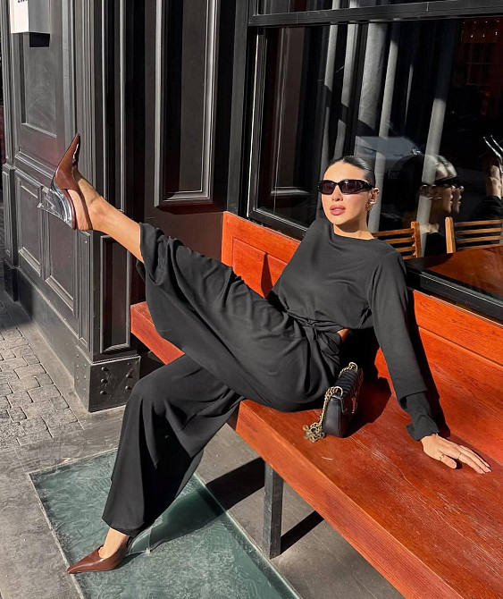 Жіночий стильний повсякденний костюм із натуральної віскози з плечиками турецька віскоза Одеса - фото 6