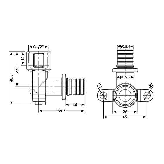 Угол натяжной Icma №1040 d16х2,2-1/2