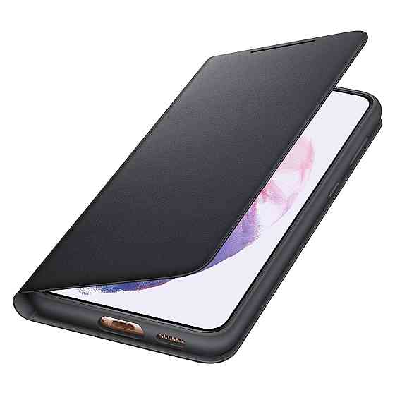 Чохол накладка книжка для Samsung Galaxy S21 LED Wallet Cover зі світлодіодним індикатором слот для карт антимікробний чорний Київ