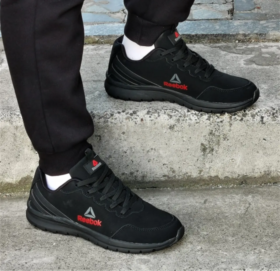 Термо Кроссовки Reebok Черные Мужские Рибок Нубук Кожа Еврозима (размеры: 41,42,43,44,45,46) Днепр