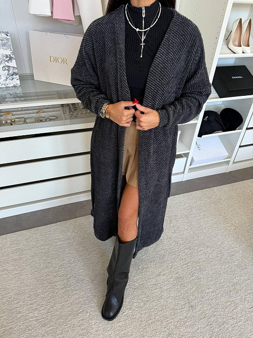 Жіночий затишний довгий кардиган з поясом Альпака Одеса - фото 10