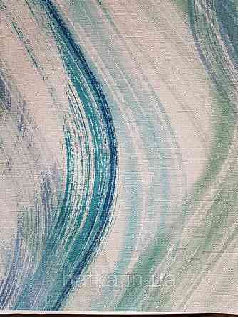 Шпалери вінілові на флізелін Marburg Shades бірюзові блакитні зелені смуги хвилі на білому тлі Київ